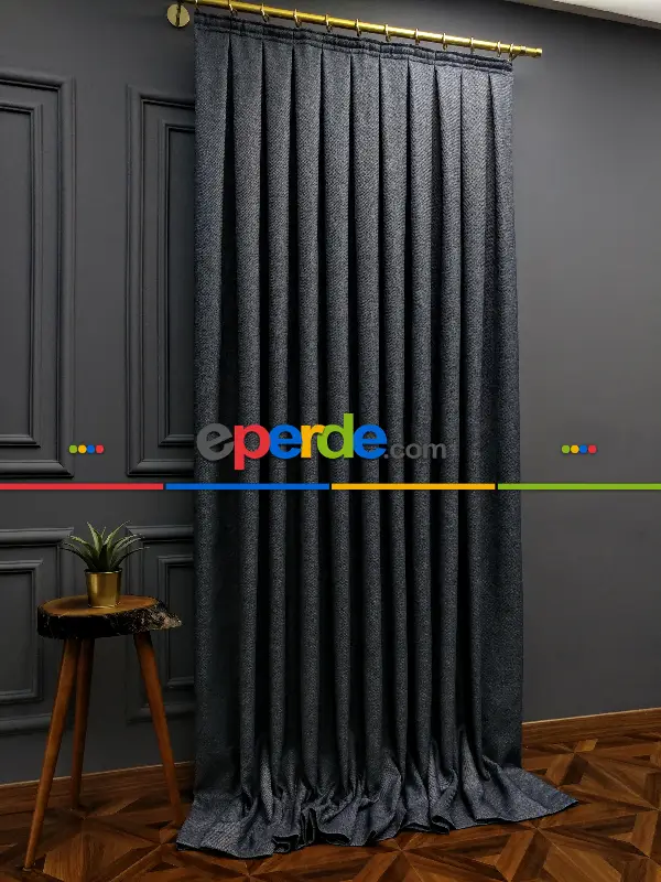 Gerçek Hasır Dokuma Salon Fon Perdesi 2021 Elite Series- Füme-mavi Grimsi