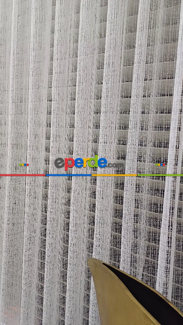 Avangard Tığ Örme Ekru Renk File Tül Perde