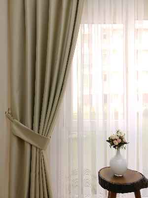 Krem Blackout Düz Fon Perde- Krem