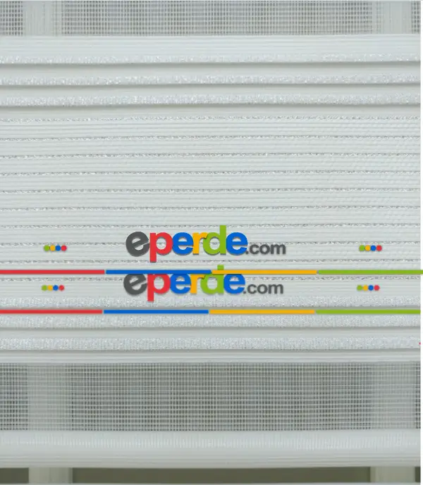 Mutfak- Elit Beyaz Bambu Simli Perde- Beyaz