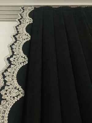 Arzenen Birinci Sınıf Kalite Nakış Kord Desenli Tek Kanat Fon Perde - Siyah