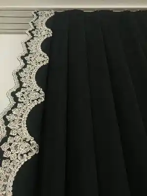 Arzenen Birinci Sınıf Kalite Nakış Kord Desenli Tek Kanat Fon Perde - Siyah