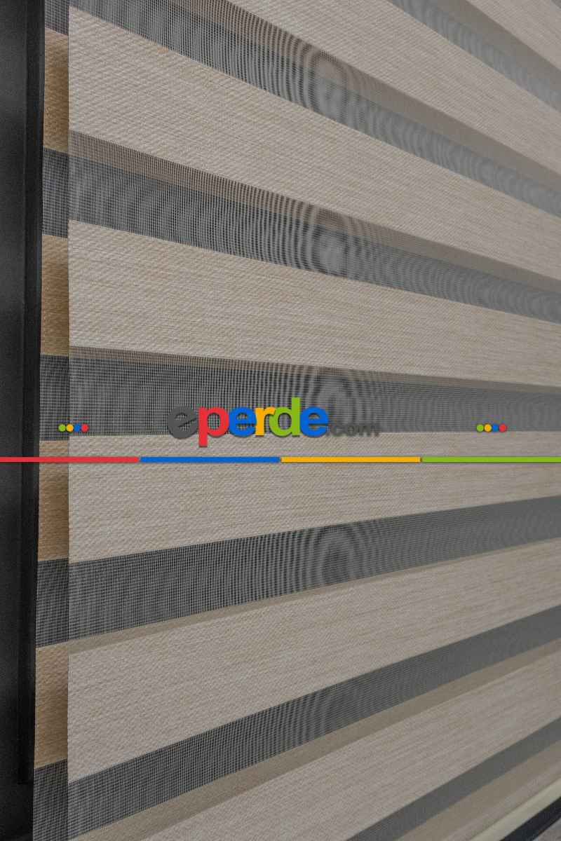 Hasır Bambu Zebra, Kalın Doku Zeminli Bej