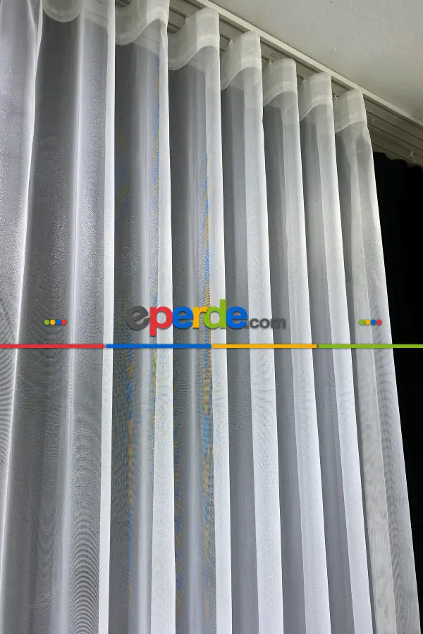 Salon Tül Perde - Es Pile Pırıltılı Düz Sade Tül Perde