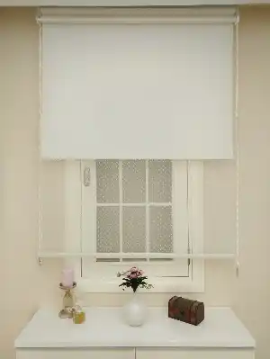Jakar Örme Tül- Ekru Çiftli Sistem Dantel Desenli Perde- Ekru