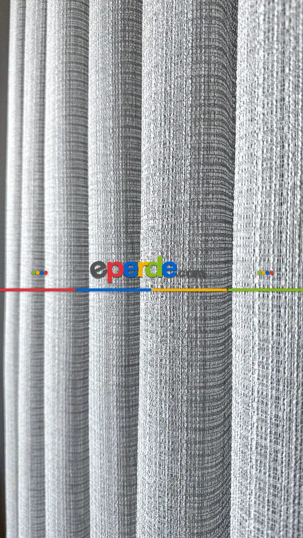 Mutfak Açık Gri Özel Dokuma, Özel İplik Keten Düz Tül Perde - Ağır Gramajlı Premium