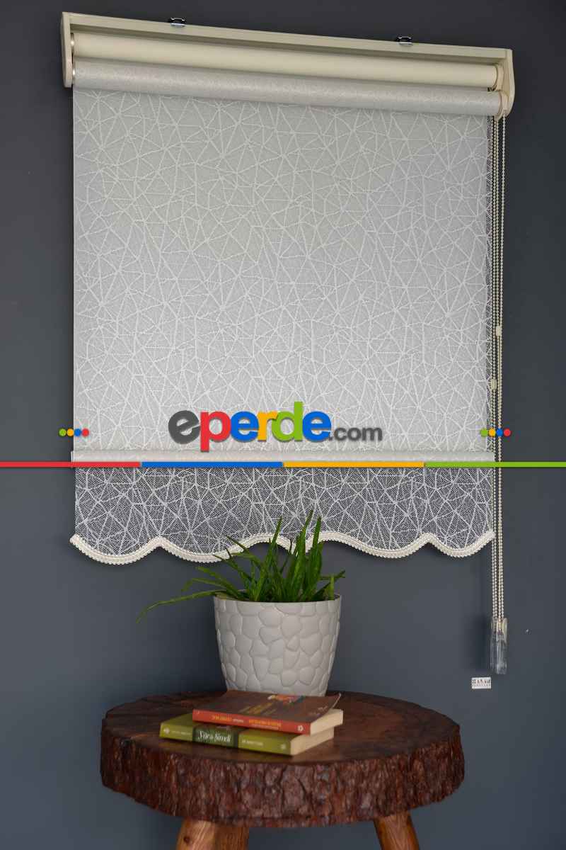 Halim Perdesan Dacuz-205 Beyaz Renk Etekli Veya Eteksiz Çift Mekanizmalı Tül Stor Perde