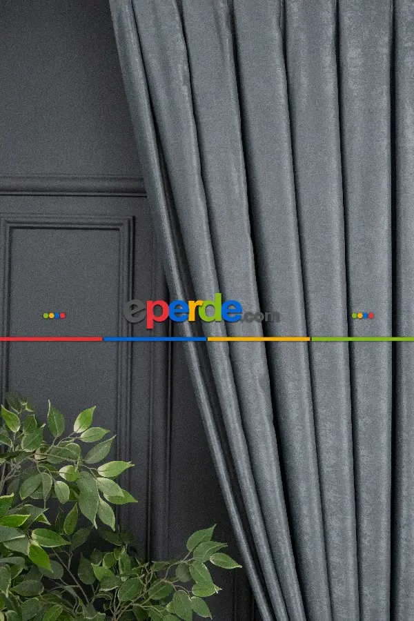 Yatak Odası - Soft Gri Yumuşak Dökümlü Fon Perde (180)- Gri-füme-antrasit