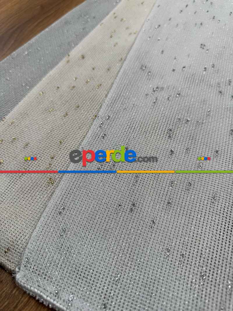 Simli Özel İplik Doğal Doku Düz Tül Perde - Özel Dokuma Ağır Gramajlı Premium