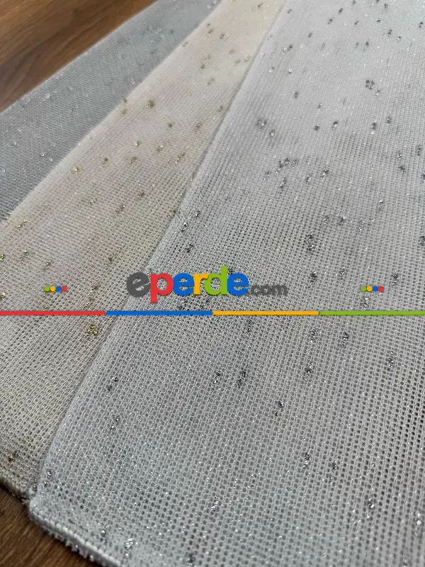 Simli Özel İplik Doğal Doku Düz Tül Perde - Özel Dokuma Ağır Gramajlı Premium