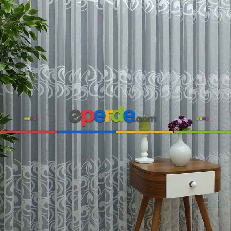 Oturma Odası - Ft Serisi Vakko Desen Tül Perde- Ekru