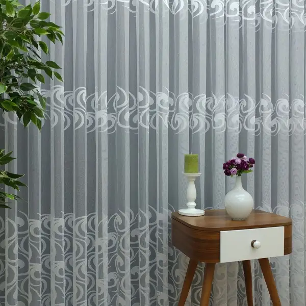 Mutfak Ft Serisi Vakko Desen Tül Perde- Ekru