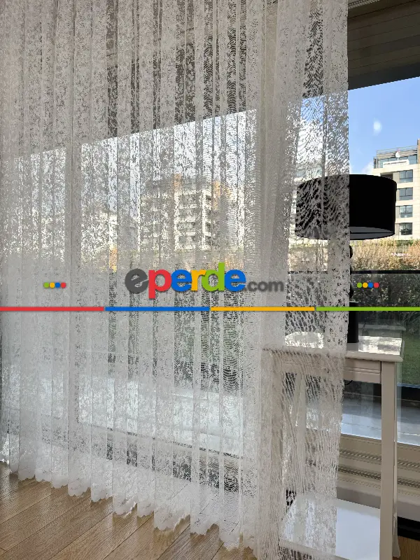 Fransız Dantel Örme Tül Perde, Desenli Ütü İstemeyen Tül