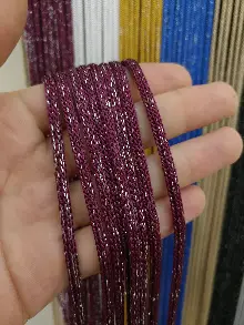 Mutfak İp Perde - Bordo Rengi Simli İp Perde Jumbo Zincir Serisi- Bordo-gümüş