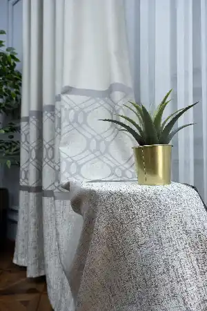 Modern Pano Fon Perde Bantlı Çift Renk - 503- Gri-füme-antrasit-bej-taş Rengi