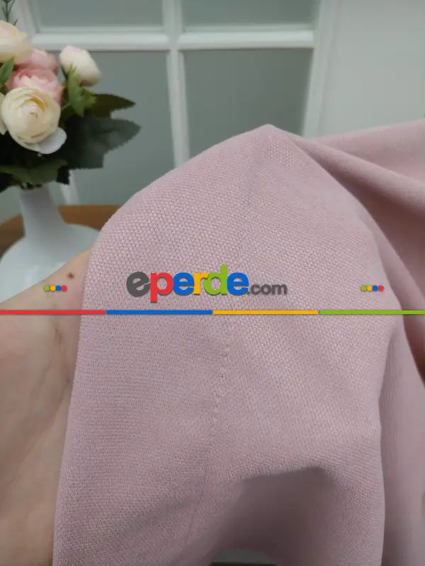 Salon Fon - Pudra Pembe -gül Kurusu - Düz Fon Perde (  Dökümlü Fon Perde)- Pembe Pudra Pembe