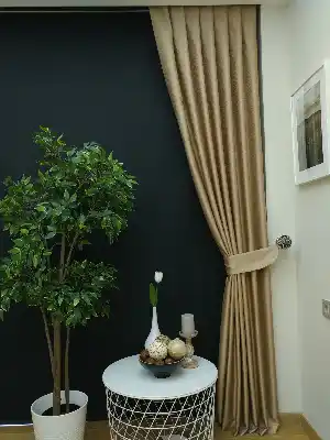 Salon Perdesi - Bej Desenli Jakar Fon Perde (geniş En:280 Kumaş)- Bej