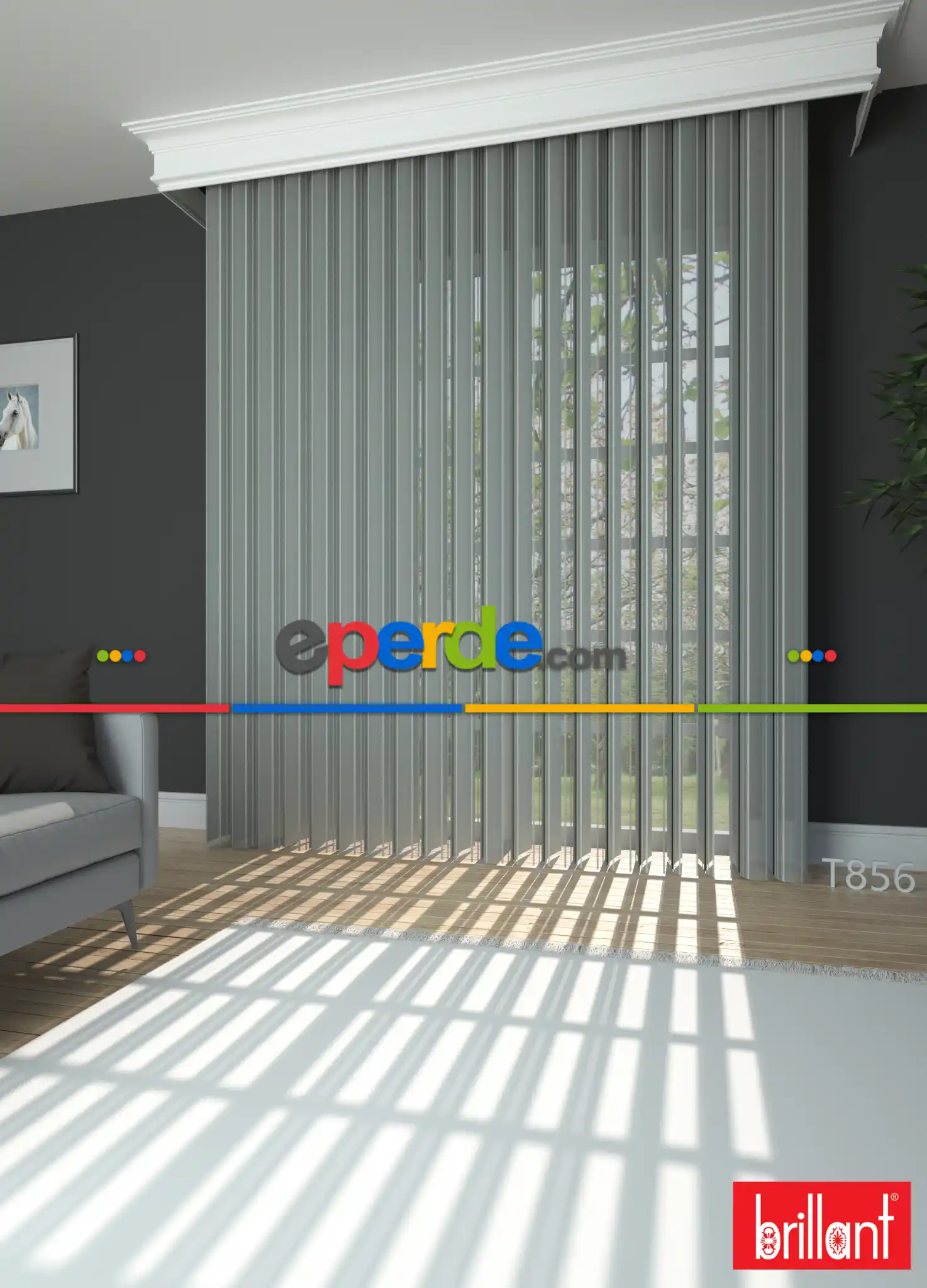 Brillant Akıllı Tül Perde Gri Renkli Tül Dikey Zebra Perde Düz 1. Kalite