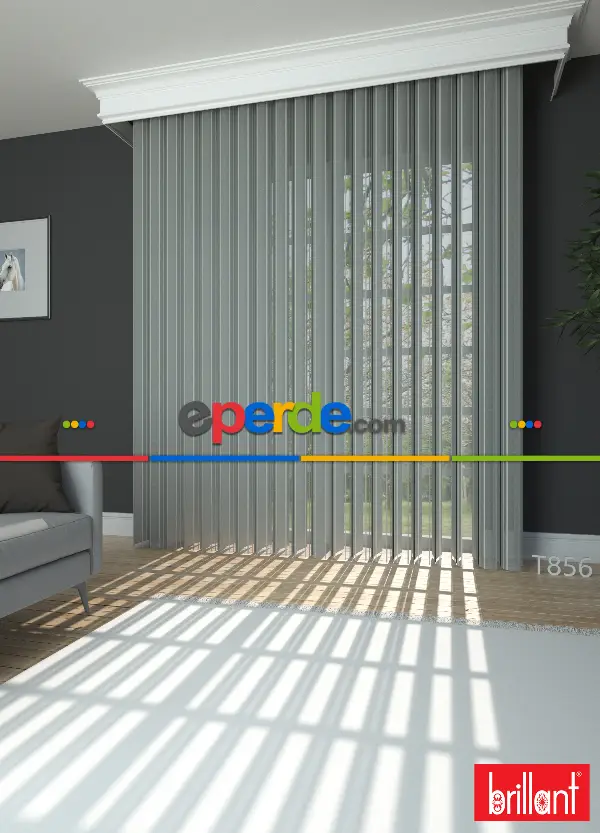 Brillant Akıllı Tül Perde Gri Renkli Tül Dikey Zebra Perde Düz 1. Kalite