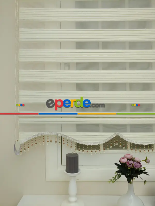 Salon Zebra Perde - % İndirimmm Krem Renk Plise Zebra Perde (kalın Zeminli) 1. Kalite- Krem Açık