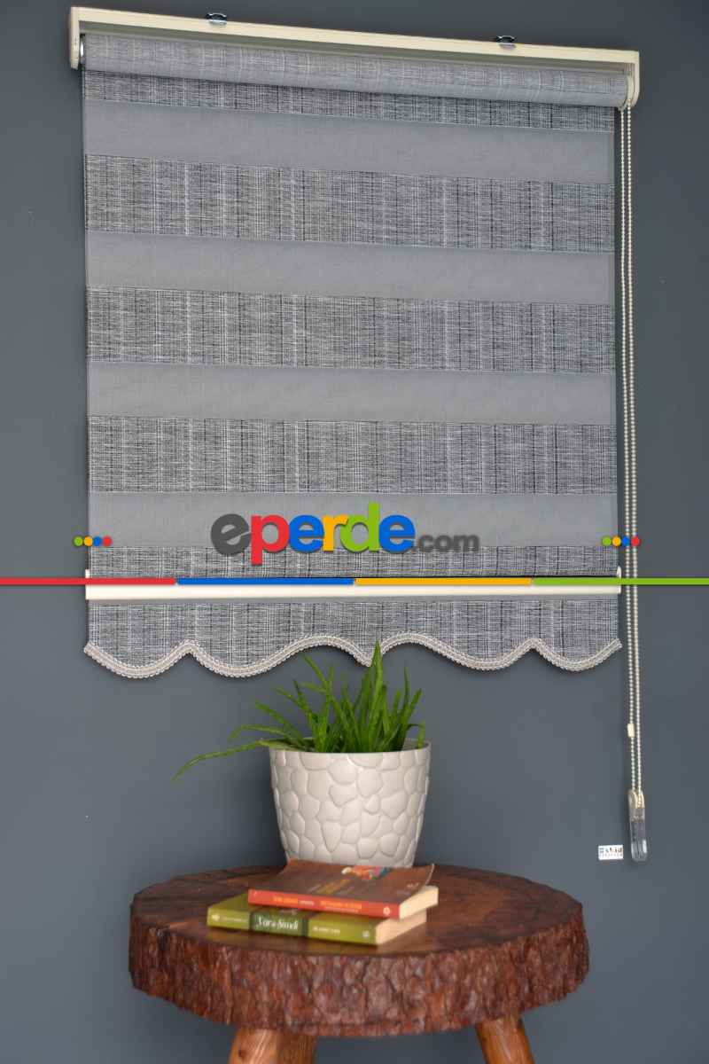 Halim Perdesan Jk-288 Siyah & Beyaz Renk Etekli Veya Eteksiz Zebra Stor Perde