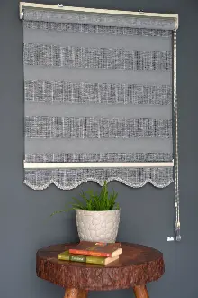 Halim Perdesan Jk-288 Siyah & Beyaz Renk Etekli Veya Eteksiz Zebra Stor Perde