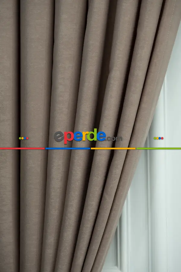 Salon - Soft Bej Fon Perde Dökümlü En - Bej