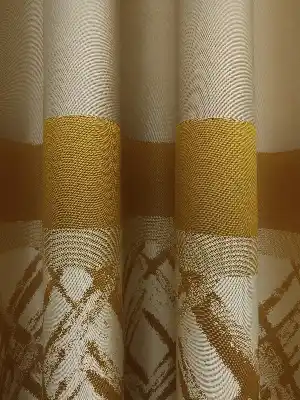 Modern Pano Fon Perde Bantlı Çift Renk -502- Altın-kum Beji