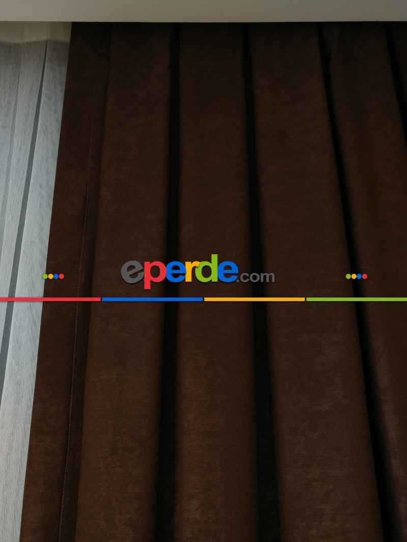 Soft Kahve Fon Perde Geniş En (285)- Kahverengi