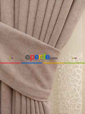 Pudra Pembesi- Düz Fon Perde ( Dökümlü Fon Perde)- Pudra