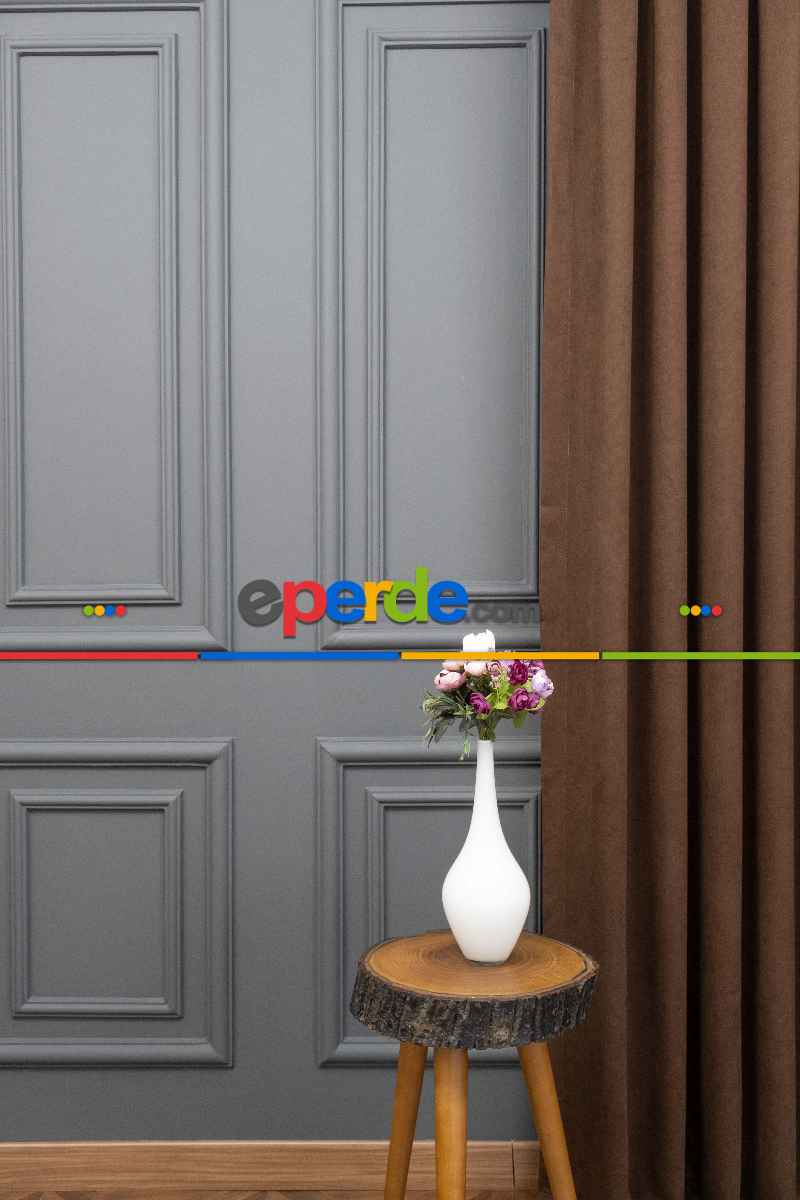 Sütlü Kahve Düz Fon Perde Dökümlü Fon Perde