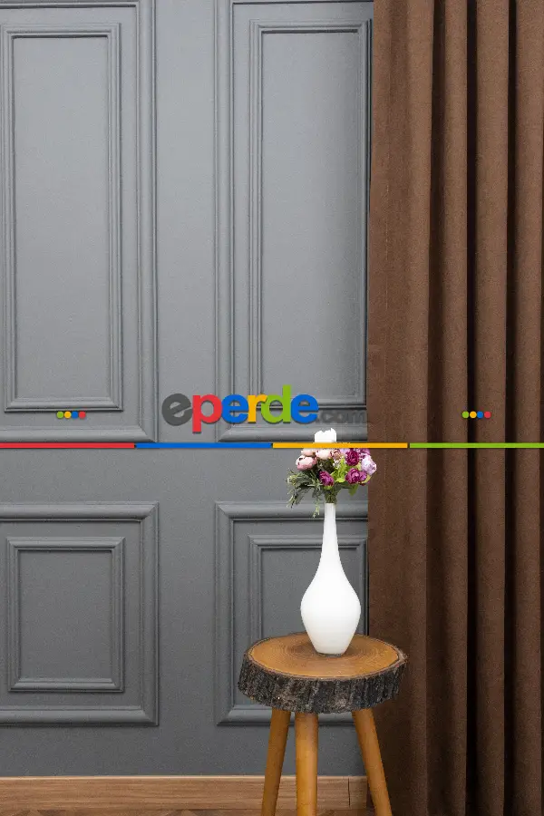 Sütlü Kahve Düz Fon Perde Dökümlü Fon Perde