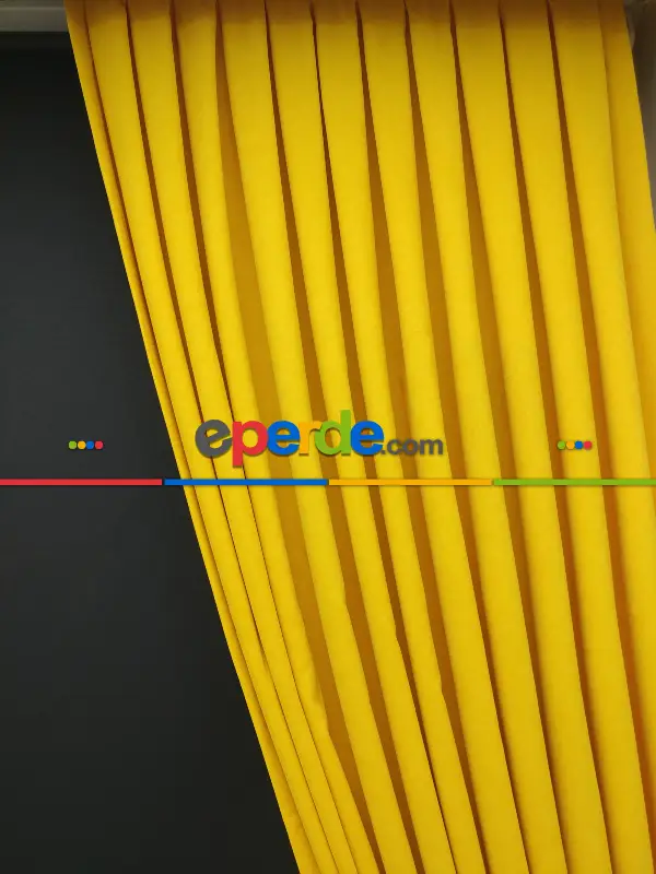 Düz Renk Dökümlü Fon Perde (150)- Sarı