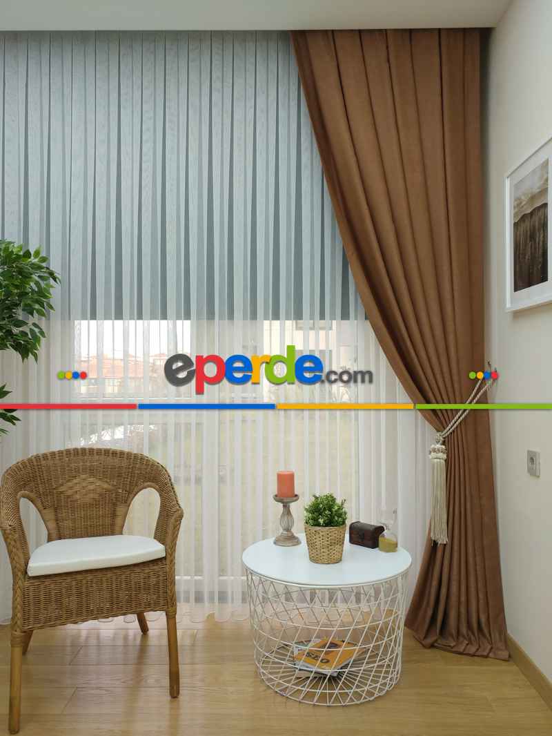 Soft Kakao Rengi Fon Perde Geniş En (285)- Kakao