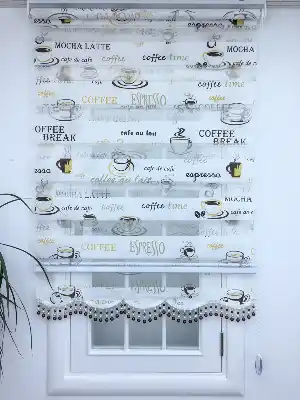 Mutfak Zebra Perde Desenli- Kahve Venge