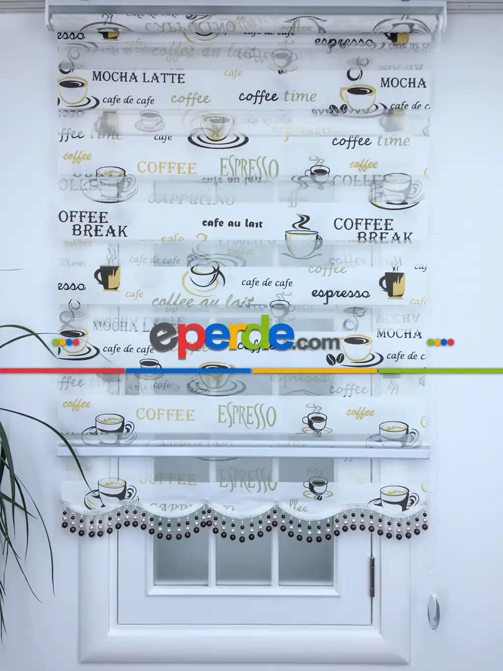 Mutfak Zebra Perde Desenli- Kahve Venge