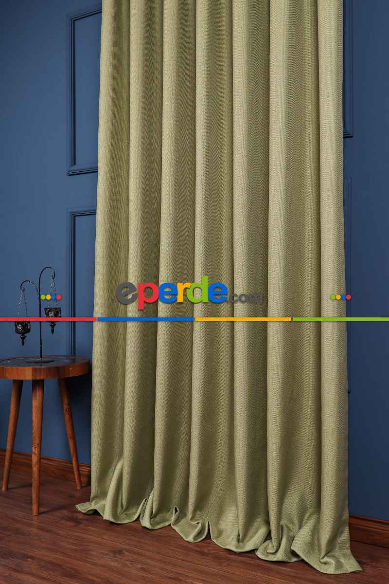 Fıstık Yeşil Keten Blackout Karartma Fon Perde