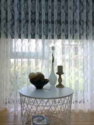 Salon Damask Desenli Örme Kdk Tül Perde %25 Ekstra İndirimli- Ekru