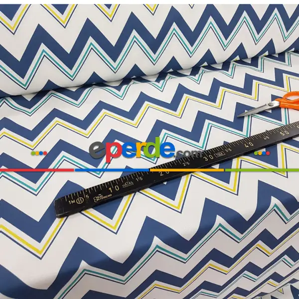 Zikzak Desenli Fon Perde Evm352-9 -z - Kumaşı Kalındır Duck Bezi Değildir.- Beyaz-Antrasit