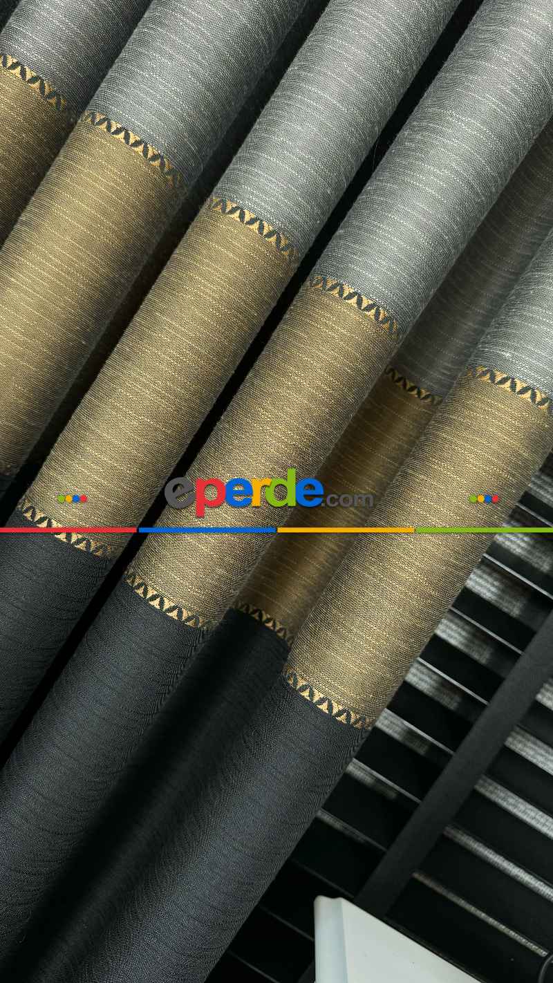 Altın Antrasit Gri Kombinli Jakar Dokuma, Premium Kalite Serisi Ağır Gramajlı