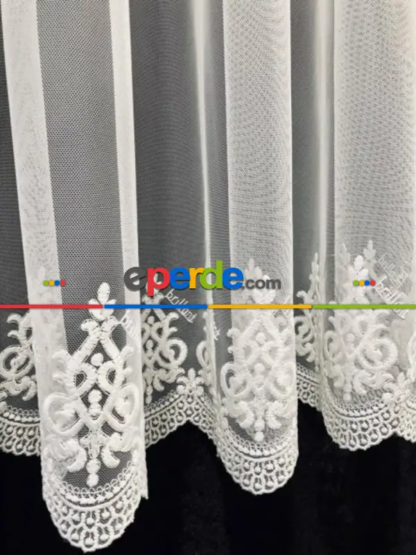 Mutfak - Brillant Arne Desen Nakışlı Orjinal Tül Perde