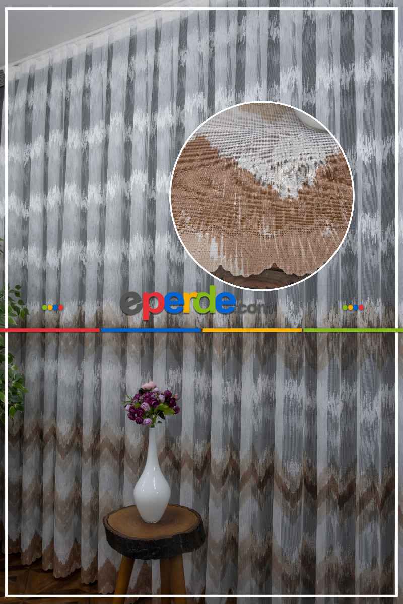 Harmony Tül Yeni Tasarım Renkli Kahve Bej Vizon