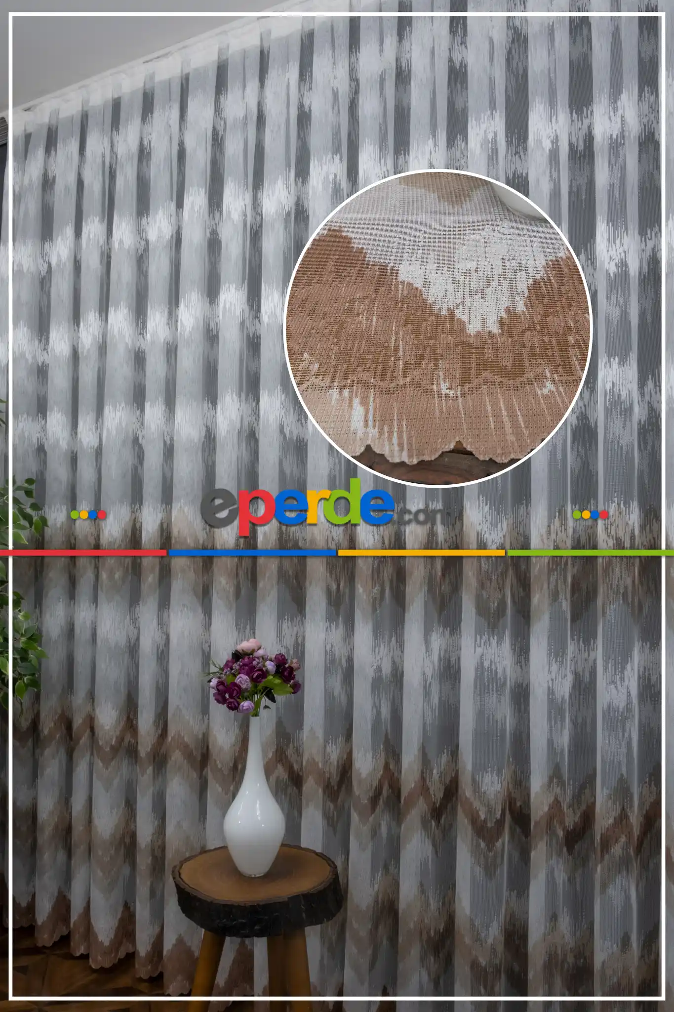 Salon Tül - Harmony Tül Yeni Tasarım Renkli Kahve Bej Vizon