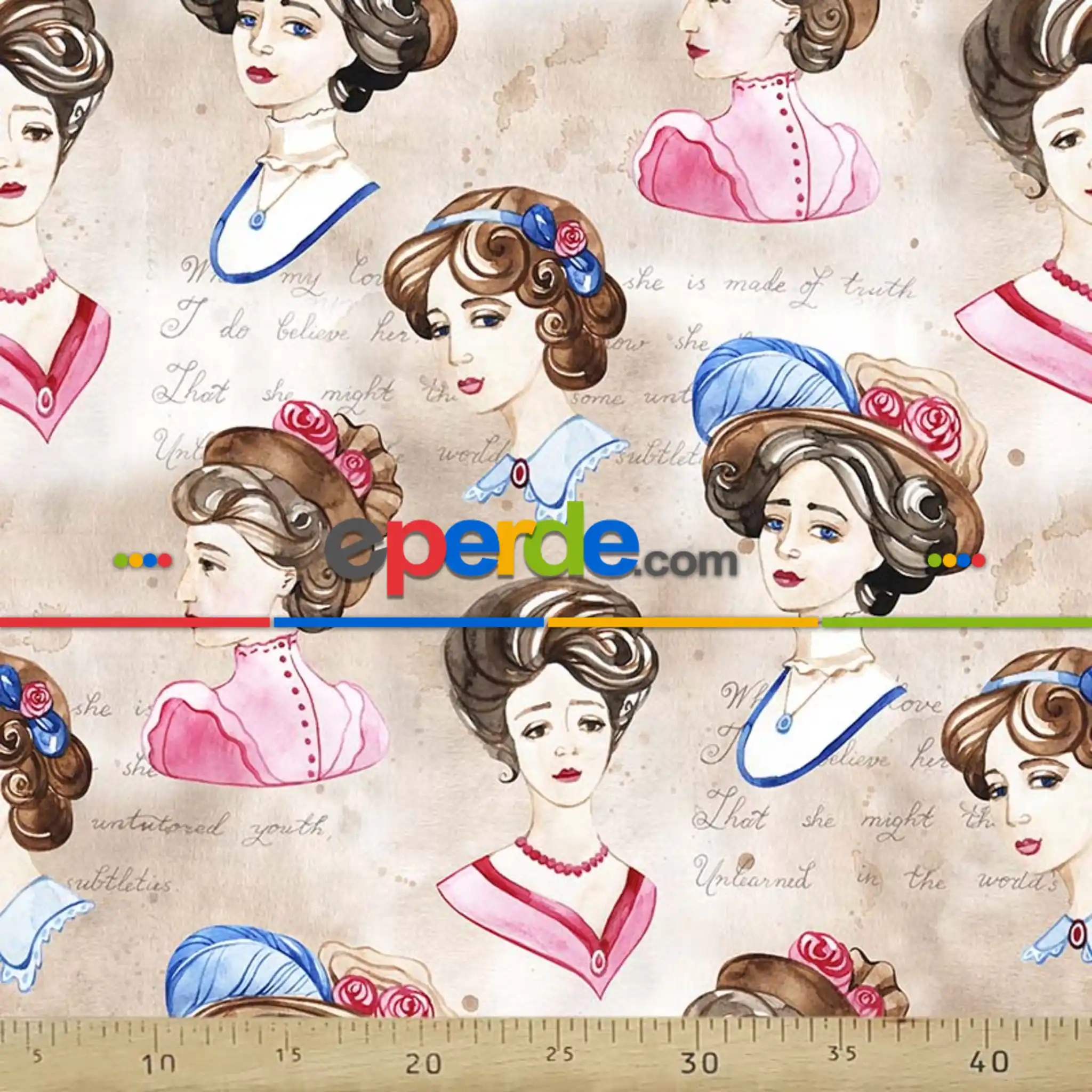 Mutfak Fon Perde Baskılı- Mavi