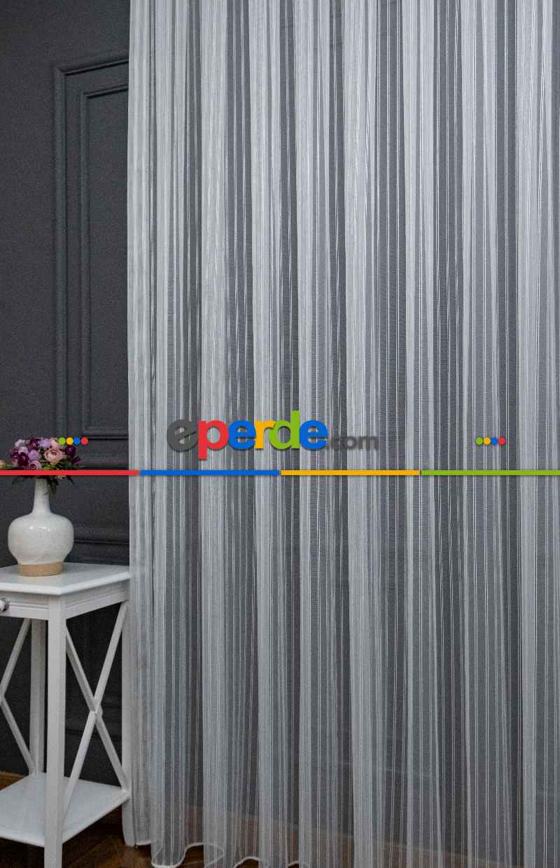 Brillant Gümüş Sim Çizgi Armür Tül Çizgili Tül