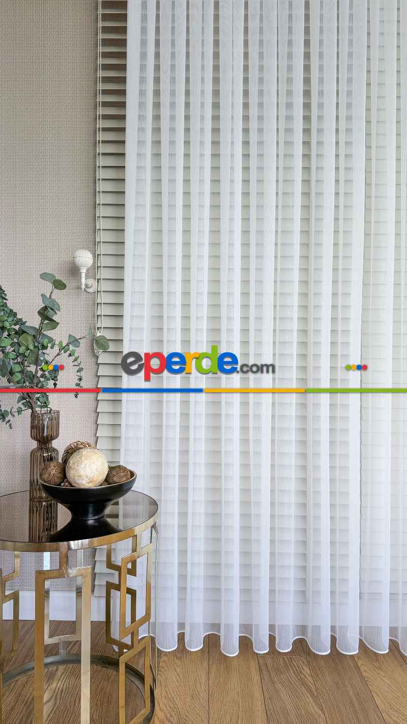 Yatak Odası - Ekru Simli Bambu Tül Perde - İpek Yumuşaklığında Armür Tül Perde