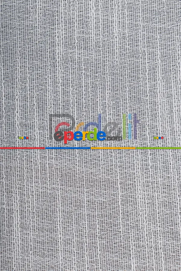 Yeni Sezon Çizgili Ekru Keten Görünümlü Tül Perde