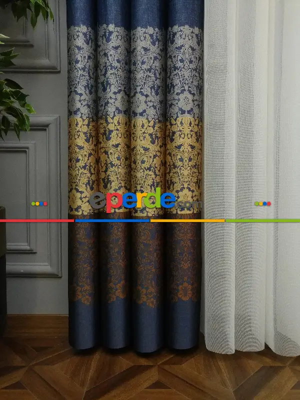 Lens Akıllı Dikey Tül Perde Antik-52- Çok Renkli 2