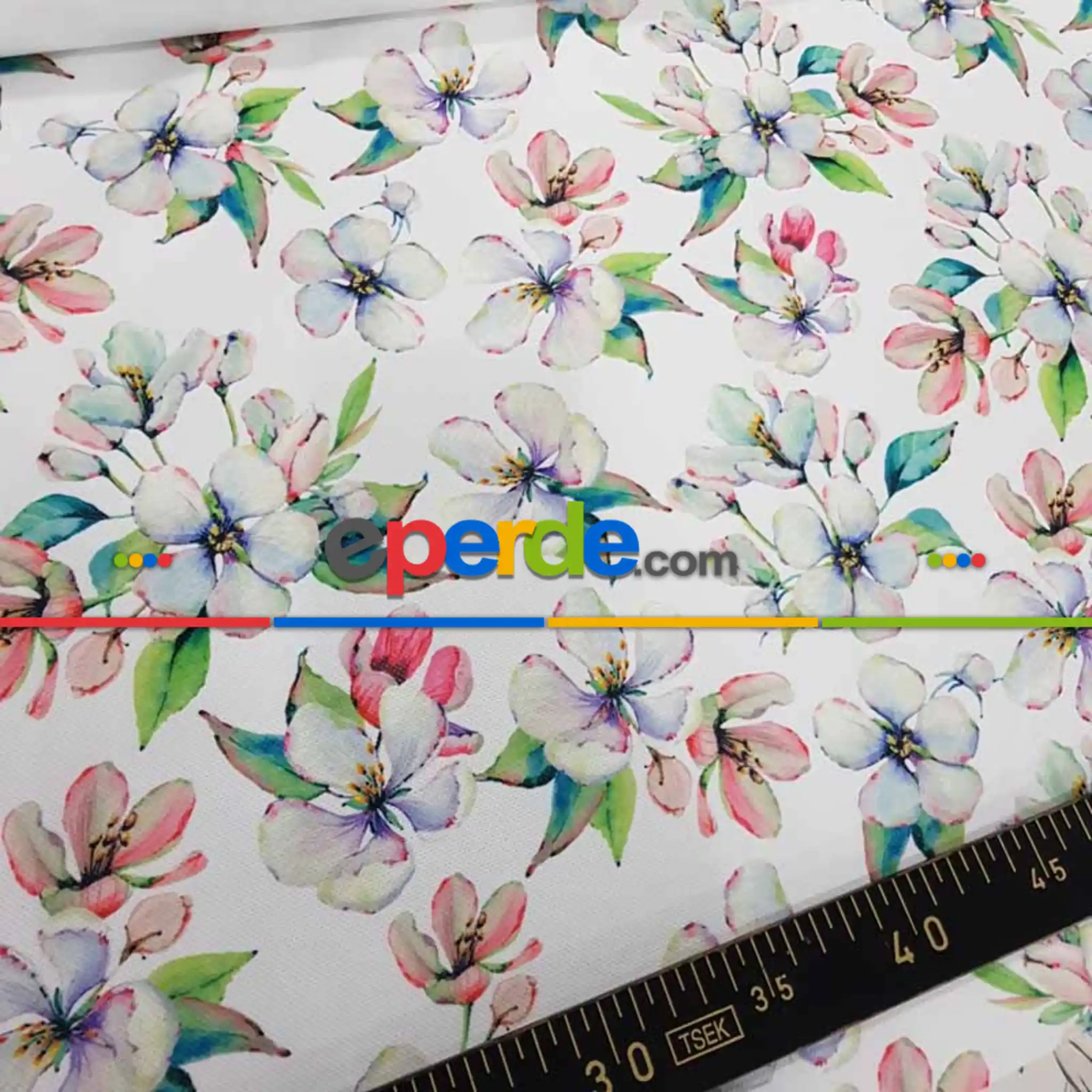 Çiçek Desenli Fon Perde Evm465 - Kumaşı Kalındır Duck Bezi Değildir.- Beyaz-Pembe-Lila-Çok Renkli