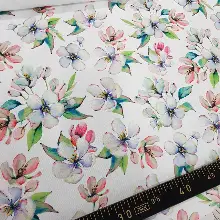 Çiçek Desenli Fon Perde Evm465 - Kumaşı Kalındır Duck Bezi Değildir.- Beyaz-Pembe-Lila-Çok Renkli